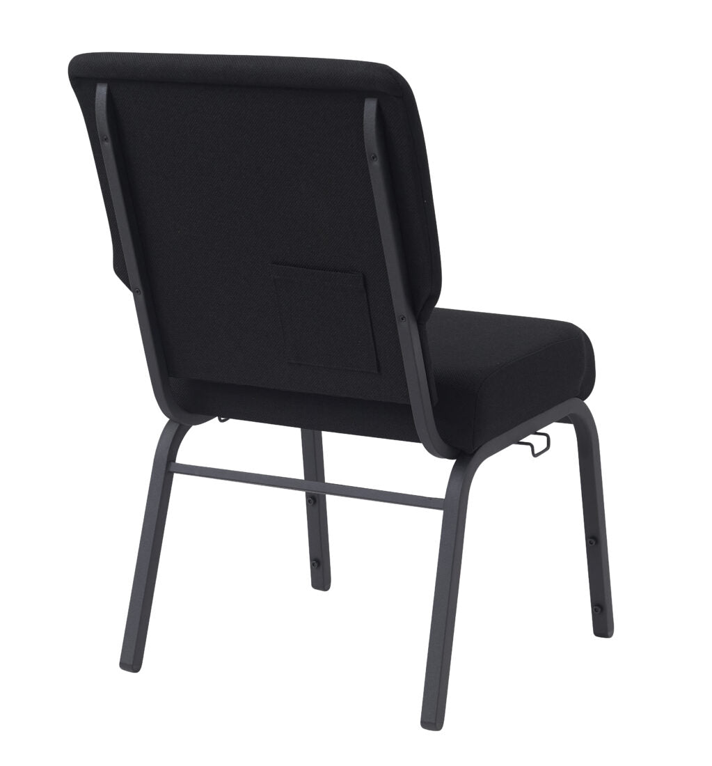 Black Fabric, Black Steel Frame, 20.5" Wide Cut Away and Back Church Chair CH20BB-ZF-T