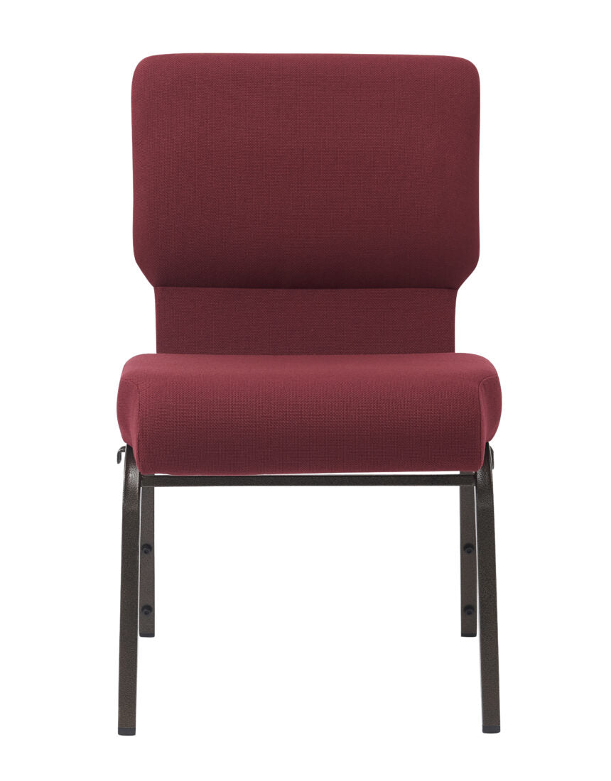 Maroon Fabric, Gold Vein Steel Frame, 20.5″ Wide Cut Away Church Chair by Chivari CH20MGV-ZF-T