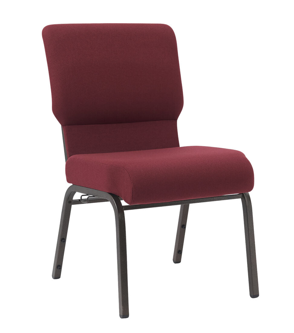 Maroon Fabric, Gold Vein Steel Frame, 20.5″ Wide Cut Away Church Chair by Chivari CH20MGV-ZF-T