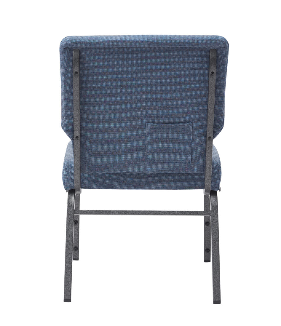 Light Blue Fabric, Silver Vein Steel Frame, 20.5″ Wide Church Chair by Chivari CH20LBLSV-ZF-T