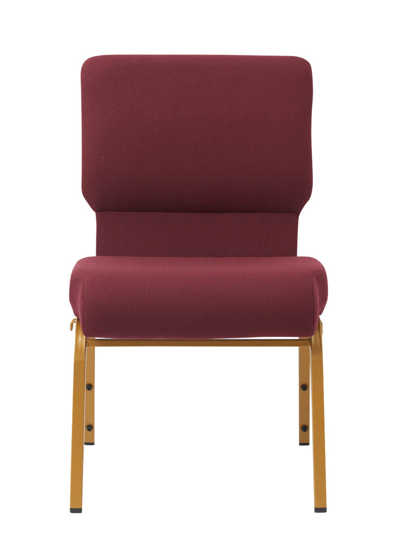 Maroon Fabric, Gold Steel Frame, 20.5″ Wide Cut Away Church Chair by Chivari CH20MG-ZF-T