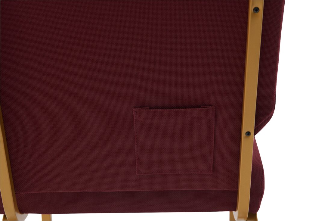 Maroon Fabric, Gold Steel Frame, 20.5″ Wide Church Chair by Chivari Cut Away CH20MG-ZF-T