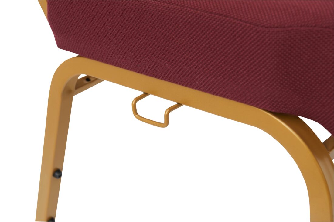 Maroon Fabric, Gold Steel Frame, 20.5″ Wide Church Chair by Chivari CH20MG-ZF-T