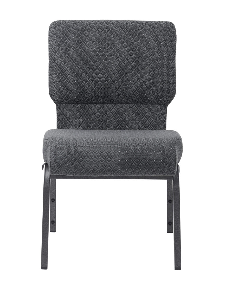 Dark Gray Fabric, Silver Vein Steel Frame, 20.5″ Wide Church Chair by Chivari CH20DGRSV-ZF-T