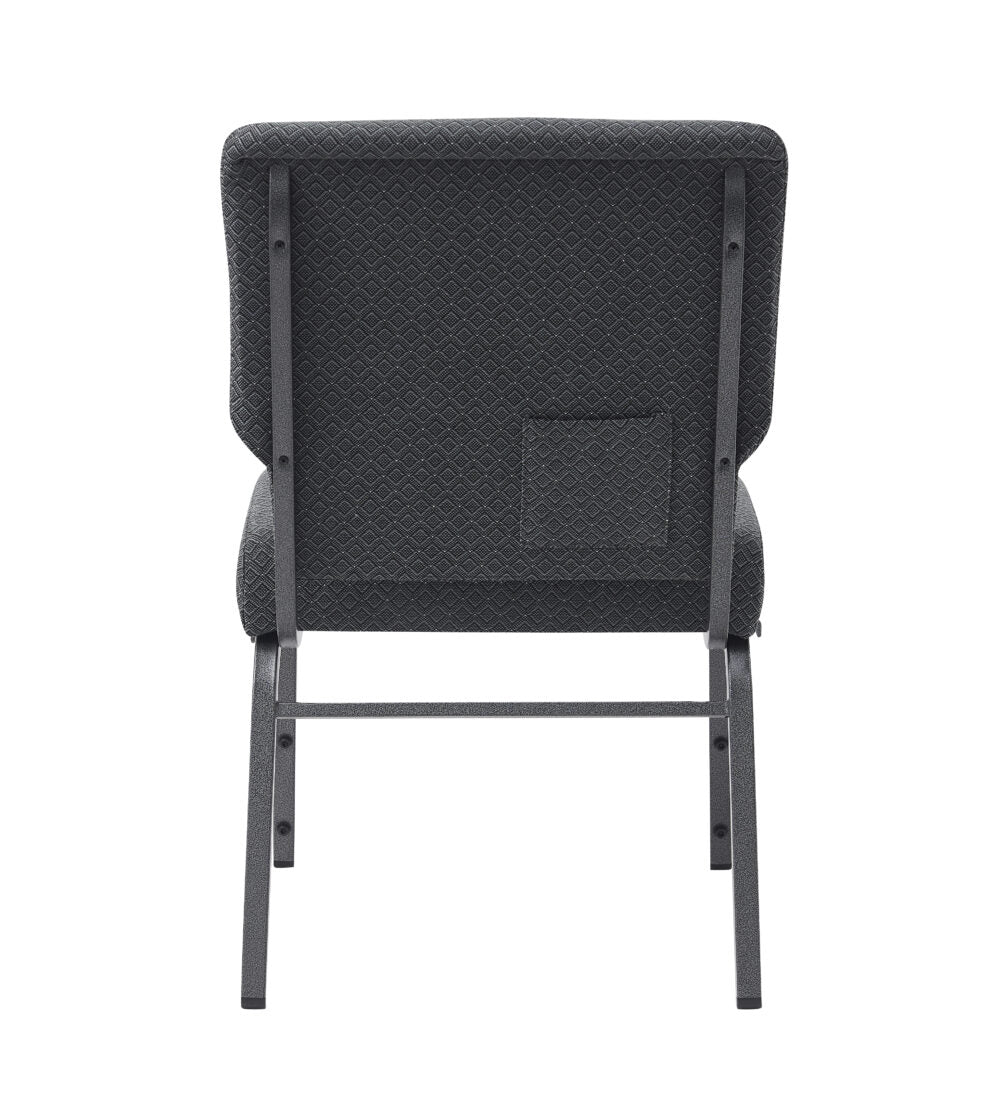 Dark Gray Fabric, Silver Vein Steel Frame, 20.5″ Wide Church Chair by Chivari CH20DGRSV-ZF-T