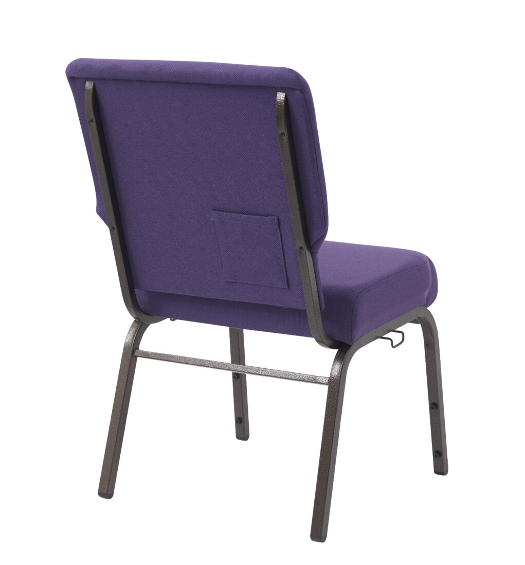 Purple Fabric, Gold Vein Steel Frame, 20.5″ Wide Church Chair by Chivari CH20PUGV-ZF-T