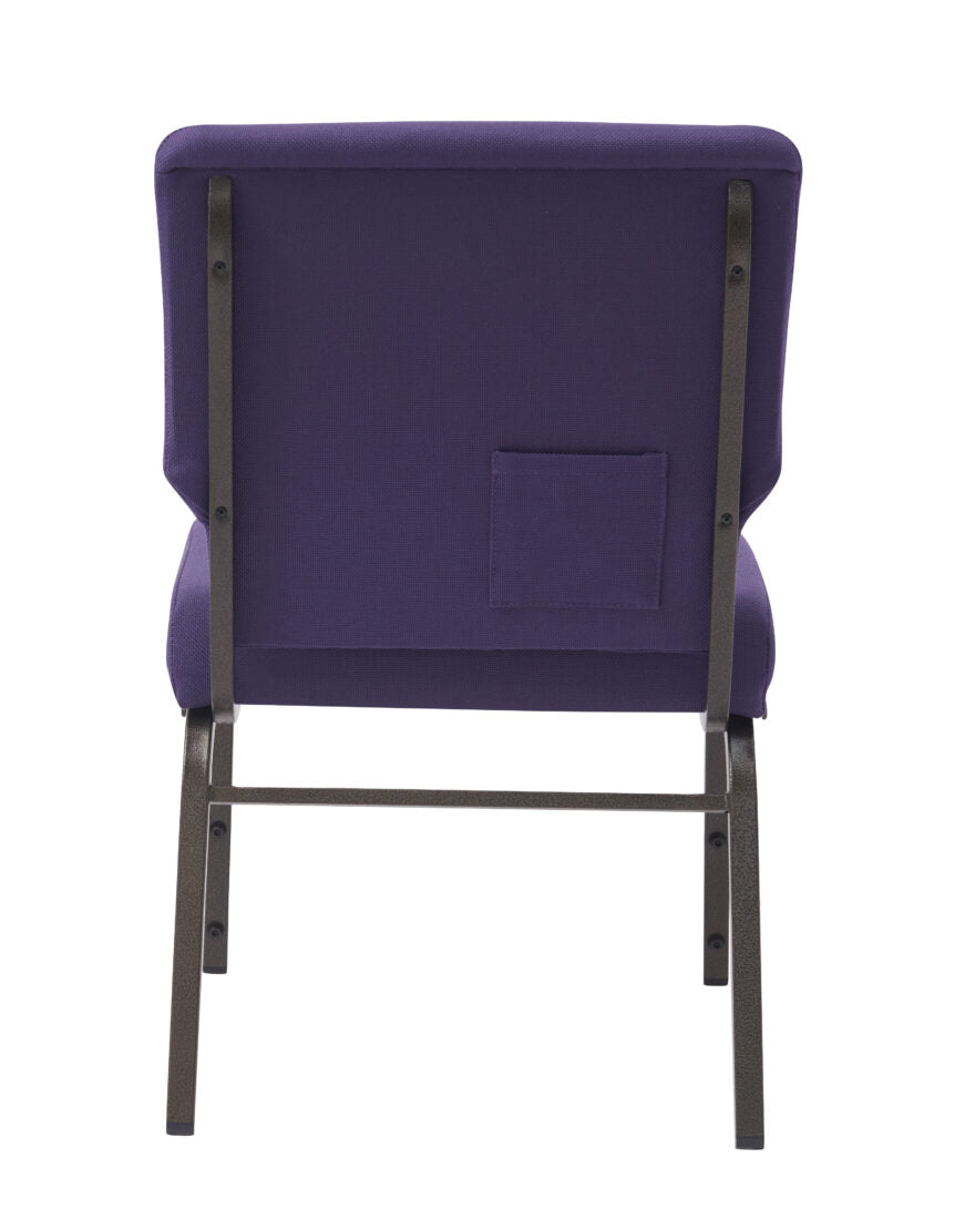 Purple Fabric, Gold Vein Steel Frame, 20.5″ Wide Church Chair by Chivari CH20PUGV-ZF-T