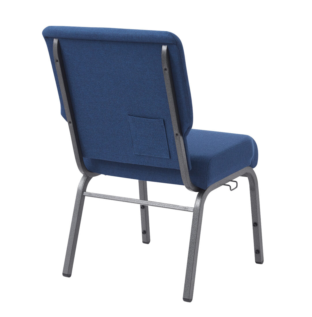 Church Chair - Blue (Cobalt) Fabric on Silver Vein Frame, 20.5