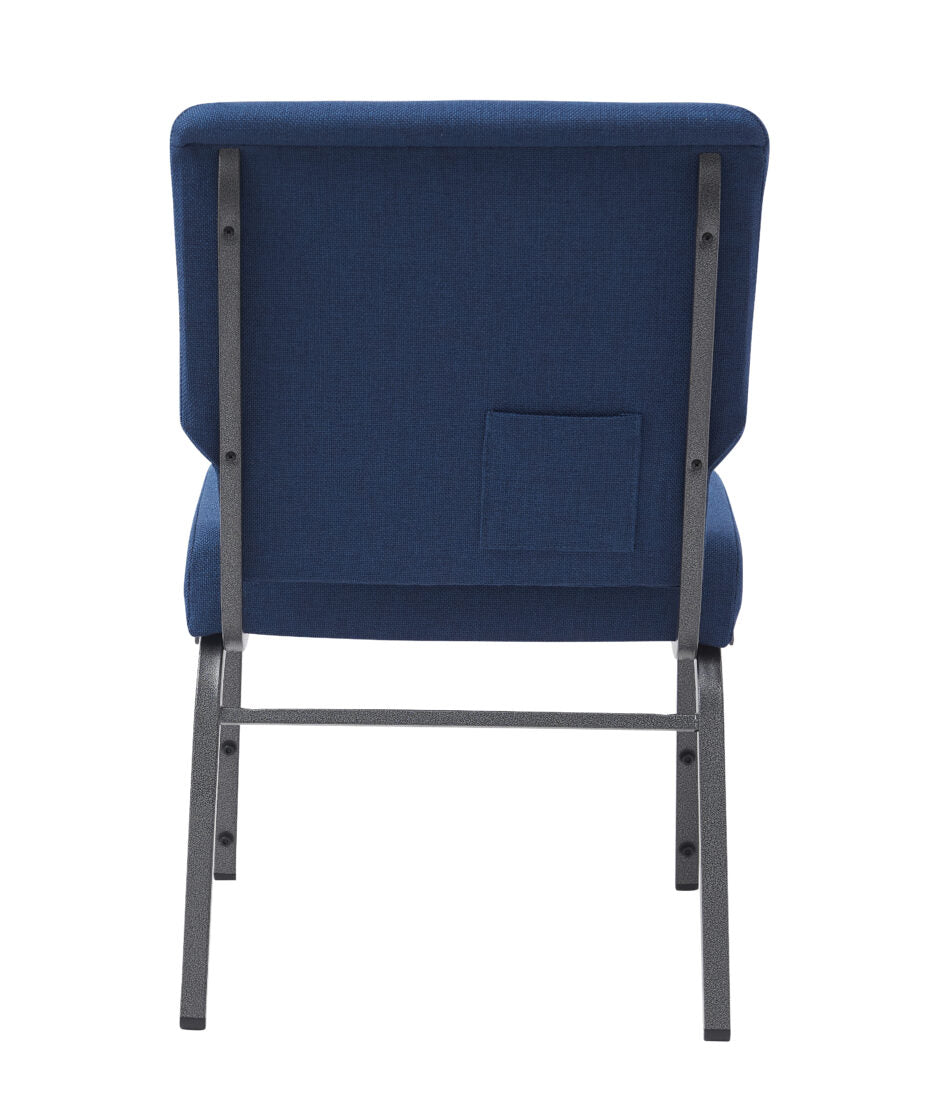 Church Chair - Blue (Cobalt) Fabric on Silver Vein Frame, 20.5