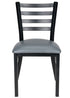 Ladder Back Restaurant Chair with Black Metal Frame and Dark Grey Vinyl Seat