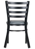 Ladder Back Restaurant Chair with Black Metal Frame and Dark Grey Vinyl Seat