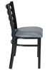 Ladder Back Restaurant Chair with Black Metal Frame and Dark Grey Vinyl Seat