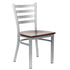 Chivari Ladder Back Restaurant Chair with Dark Wood Silver Frame and Dark Wood Seat CLMSWDW-ZF-KT