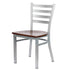 Chivari Ladder Back Restaurant Chair with Dark Wood Silver Frame and Dark Wood Seat CLMSWDW-ZF-KT