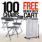 100 Pack Dark Gray Plastic Folding Chair and Cart Bundle