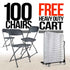 100 Pack Dark Gray Plastic Folding Chair and Cart Bundle