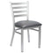 Chivari Ladder Back Restaurant Chair with Silver Frame and Dark Gray Vinyl Seat CLMSVDG-ZF-KT