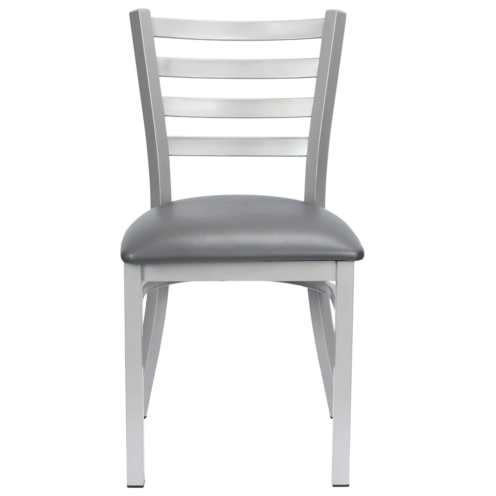 Chivari Ladder Back Restaurant Chair with Silver Frame and Dark Gray Vinyl Seat CLMSVDG-ZF-KT