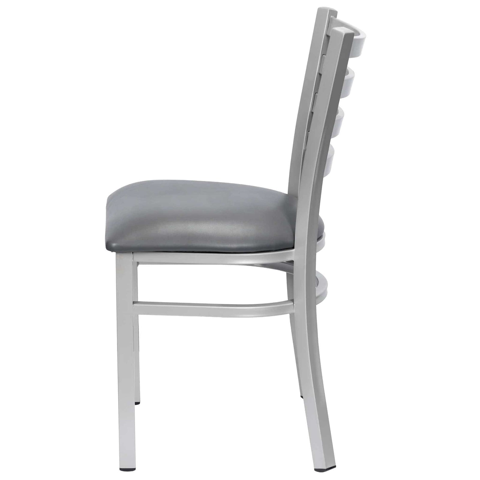 Chivari Ladder Back Restaurant Chair with Silver Frame and Dark Gray Vinyl Seat CLMSVDG-ZF-KT