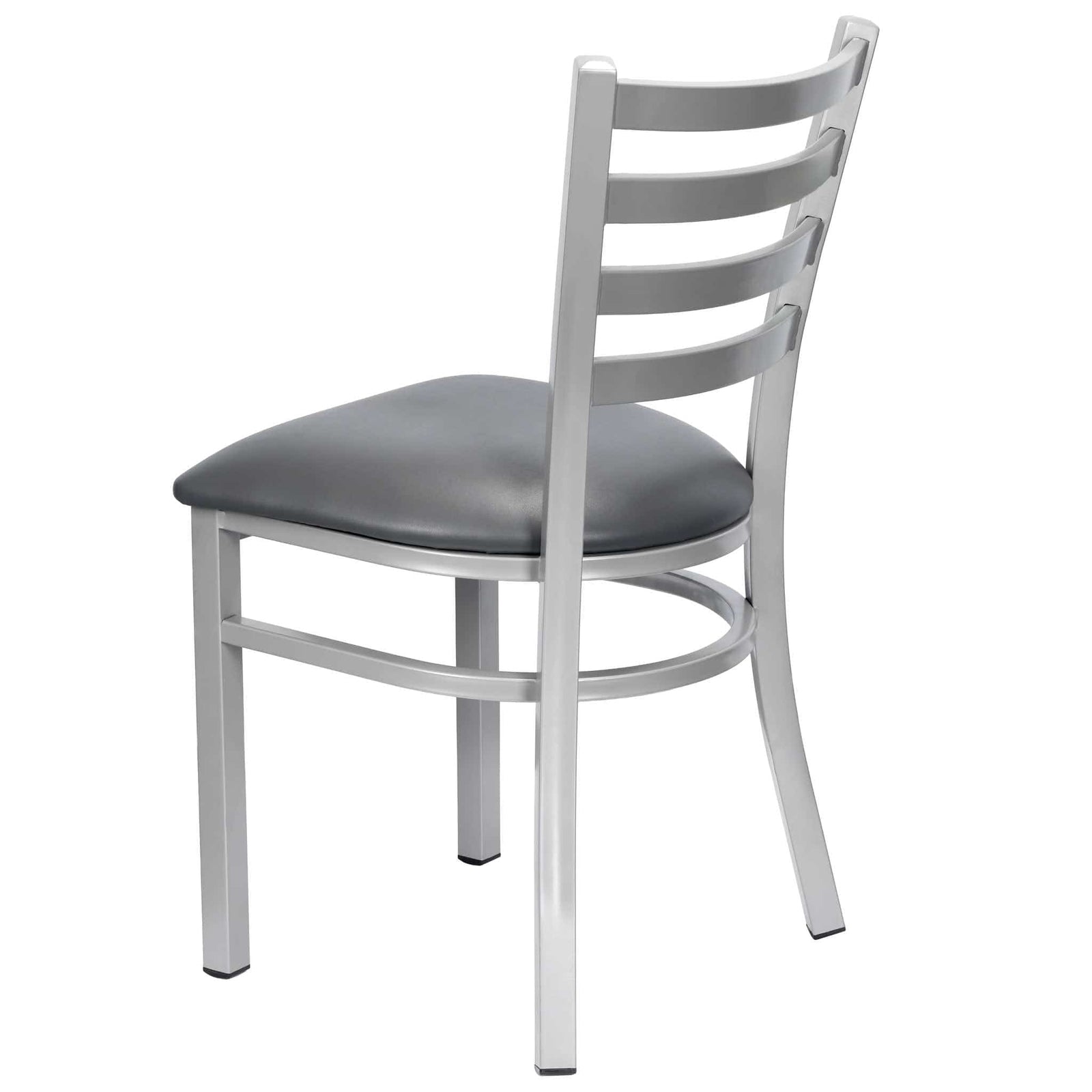Chivari Ladder Back Restaurant Chair with Silver Frame and Dark Gray Vinyl Seat CLMSVDG-ZF-KT