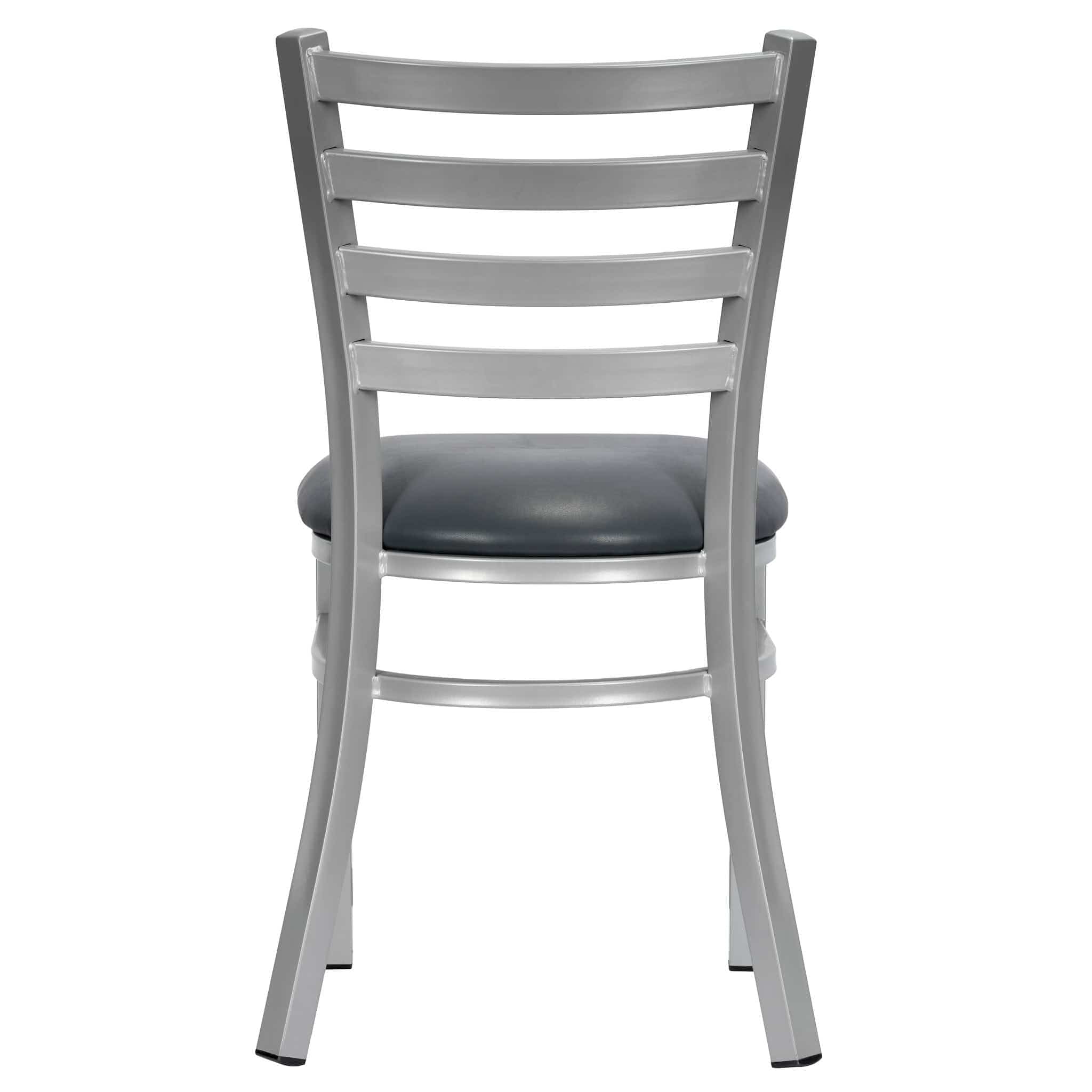 Chivari Ladder Back Restaurant Chair with Silver Frame and Dark Gray Vinyl Seat CLMSVDG-ZF-KT