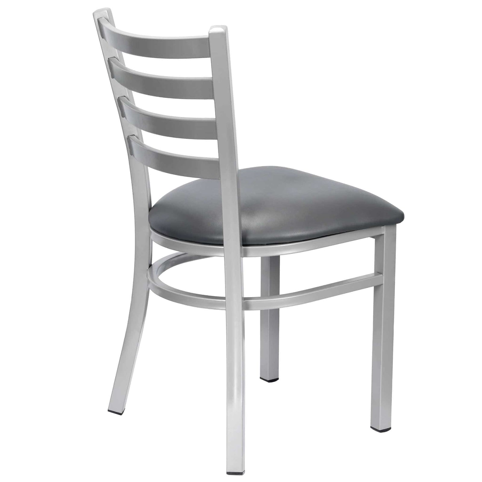 Chivari Ladder Back Restaurant Chair with Silver Frame and Dark Gray Vinyl Seat CLMSVDG-ZF-KT