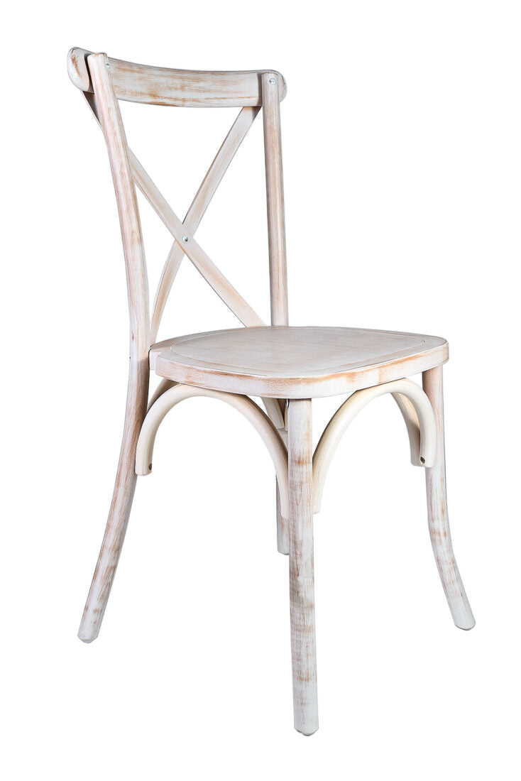 Ivory Distressed ToughWood Cross Back Chair 45 CXWID-562-ZG-T