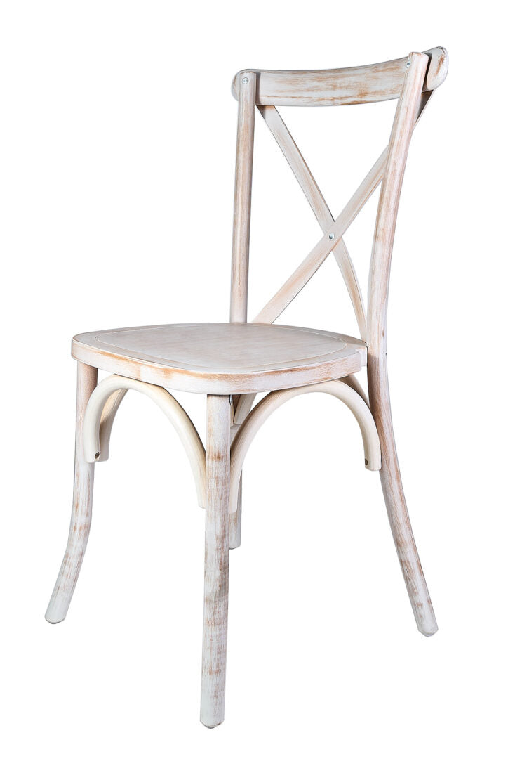 White Distressed ToughWood Cross Back Chair CXWWD-ZG-T