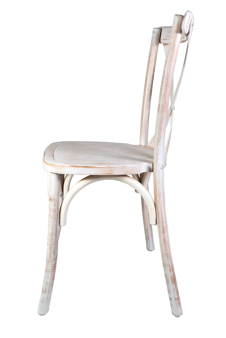 Ivory Distressed ToughWood Cross Back Chair Left2 CXWID-562-ZG-T