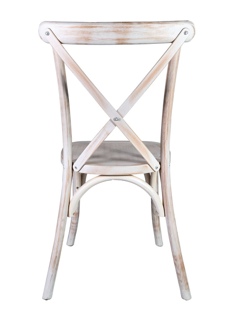 Ivory Distressed ToughWood Cross Back Chair Back CXWID-562-ZG-T