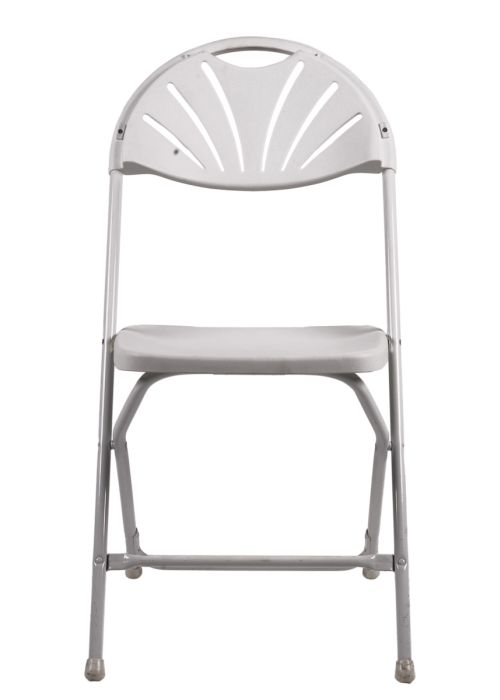 Samson Series White Plastic Fan Back Folding Chair