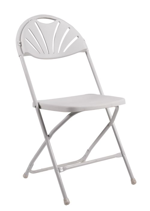 Samson Series White Plastic Fan Back Folding Chair