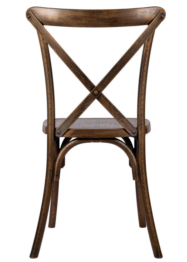 Fruitwood Resin Steel Skeleton Cross Back Chair by Chivari CXRF-STEEL-CX-T 45 6