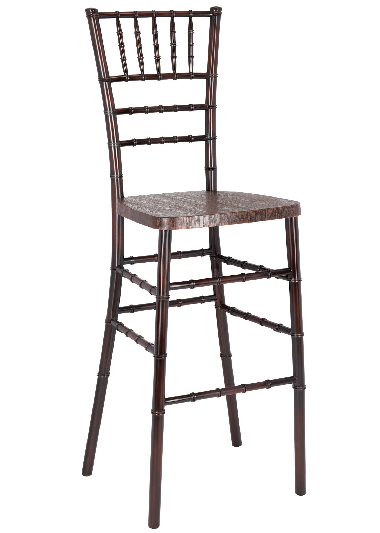 Fruitwood with Brushed Wood Resin Steel Skeleton™ Chiavari Barstool