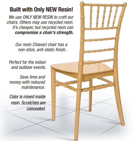 Gold BasicResin Chiavari Chair by Chivari CCPG-v22-SG-T