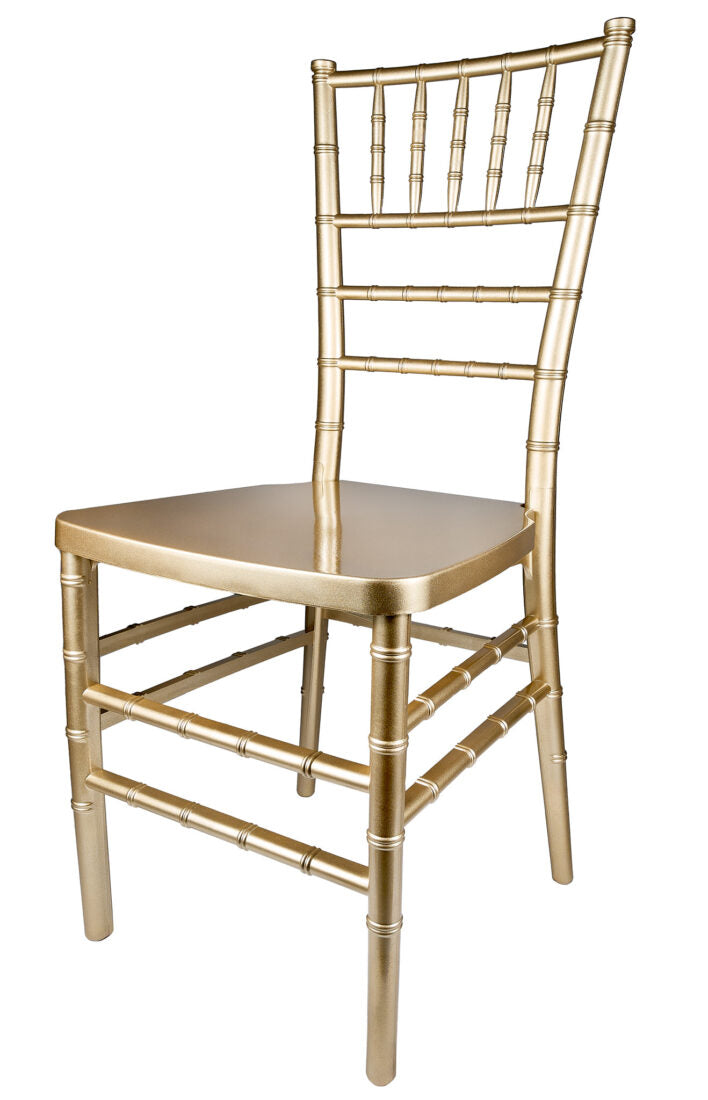 Gold ToughResin Chiavari Chair (Per Chair Price Shown – Sold only in Quantities of 4) Some Assembly Required