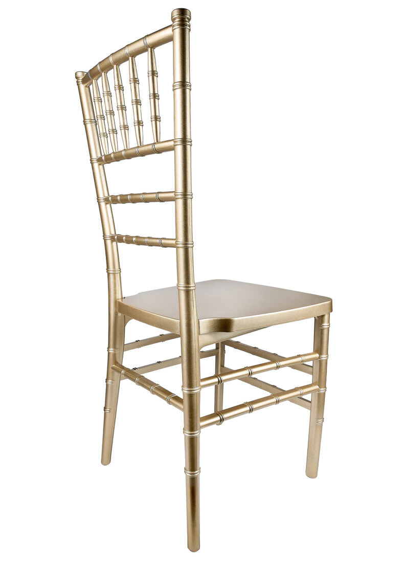 Gold ToughResin Chiavari Chair (Per Chair Price Shown – Sold only in Quantities of 4) Some Assembly Required