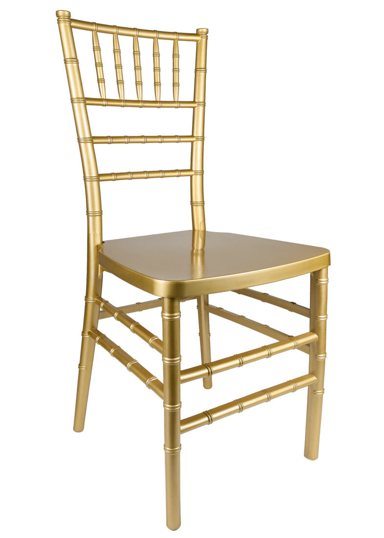 Gold ToughResin Chiavari Chair (Per Chair Price Shown – Sold only in Quantities of 4) Some Assembly Required