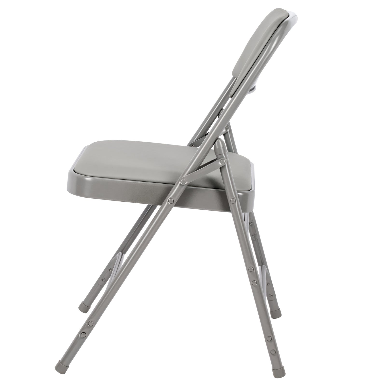 Gray Metal Folding Chair with Gray Vinyl Cushion (Per Chair Price Shown – Sold only in Quantities of 4)