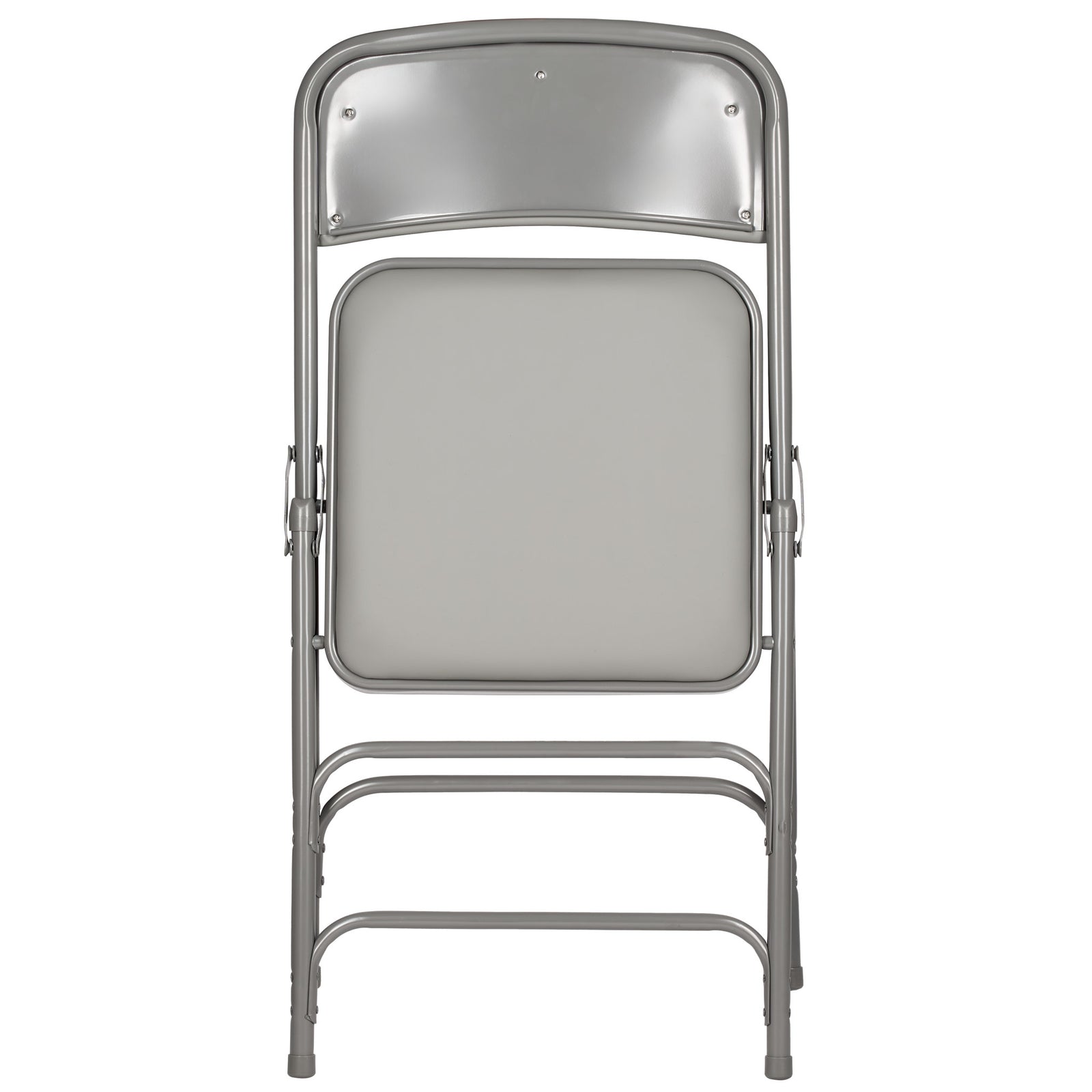 Gray Metal Folding Chair with Gray Vinyl Cushion (Per Chair Price Shown – Sold only in Quantities of 4)