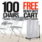 100 Pack Gray Plastic Folding Chair and Cart Bundle