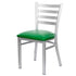 Chivari Ladder Back Restaurant Chair with Silver Frame and Green Vinyl Seat CLMSVGR-ZF-KT