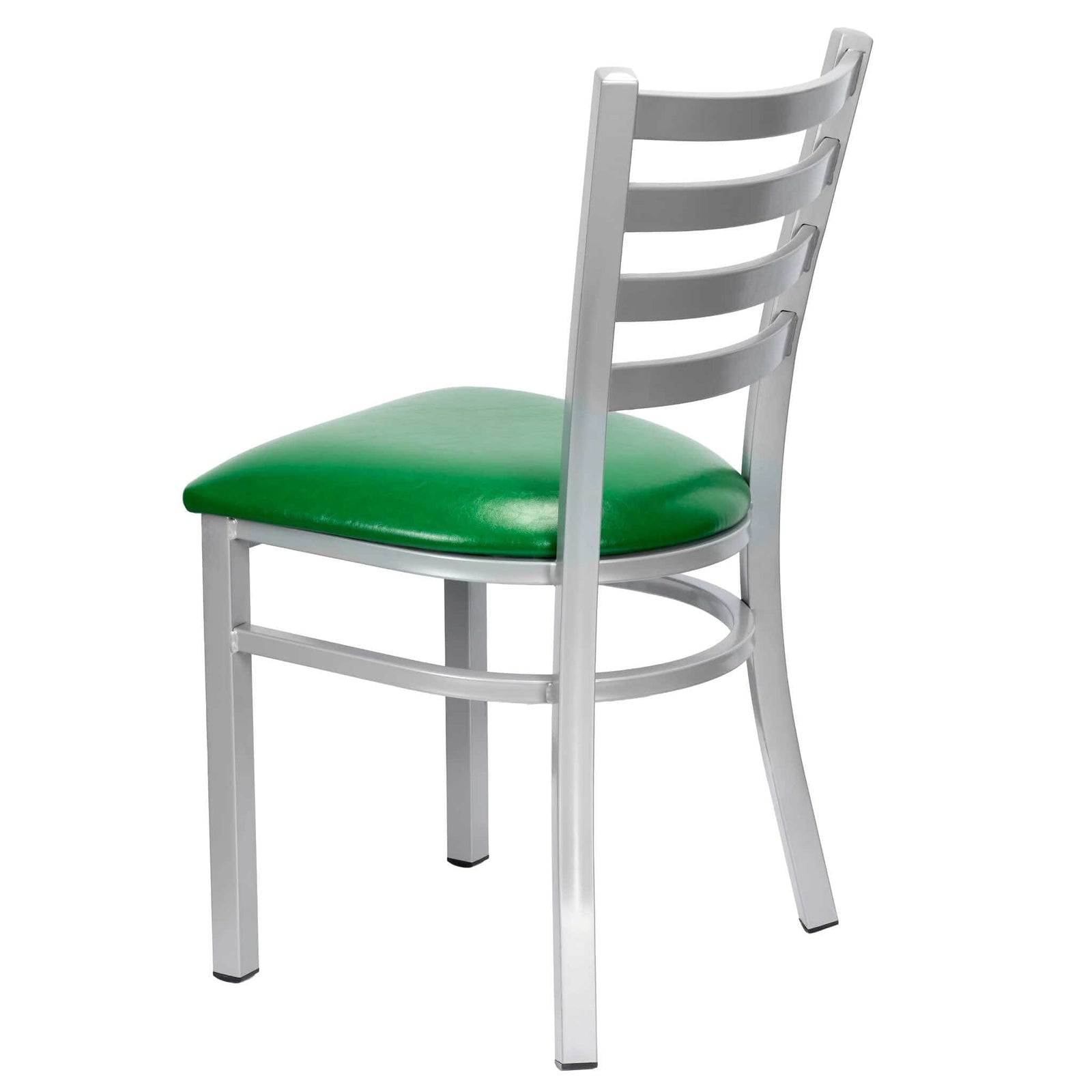 Chivari Ladder Back Restaurant Chair with Silver Frame and Green Vinyl Seat CLMSVGR-ZF-KT