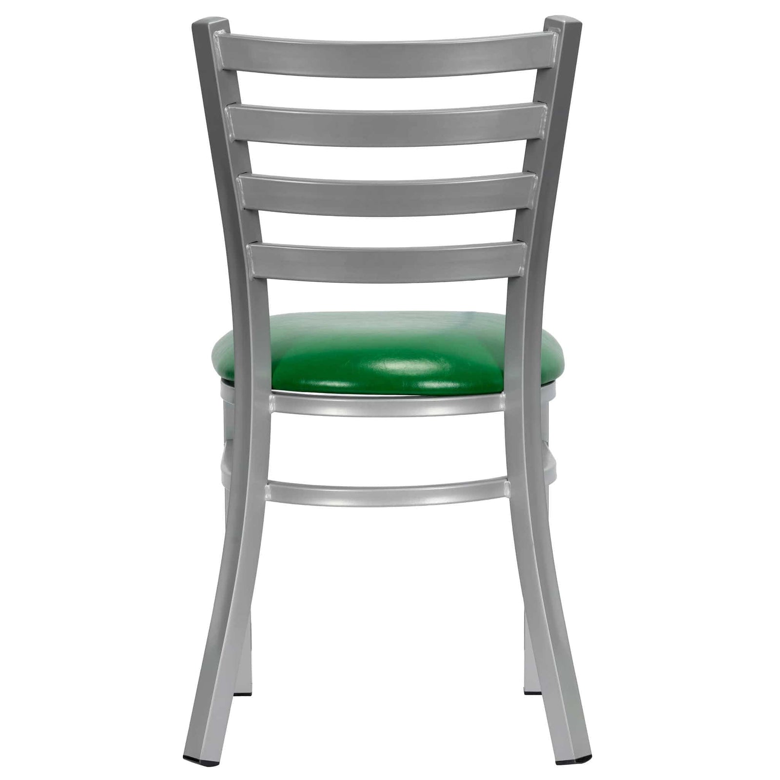 Chivari Ladder Back Restaurant Chair with Silver Frame and Green Vinyl Seat CLMSVGR-ZF-KT