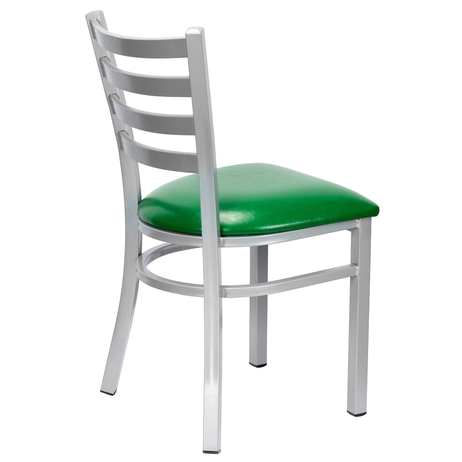 Chivari Ladder Back Restaurant Chair with Silver Frame and Green Vinyl Seat CLMSVGR-ZF-KT