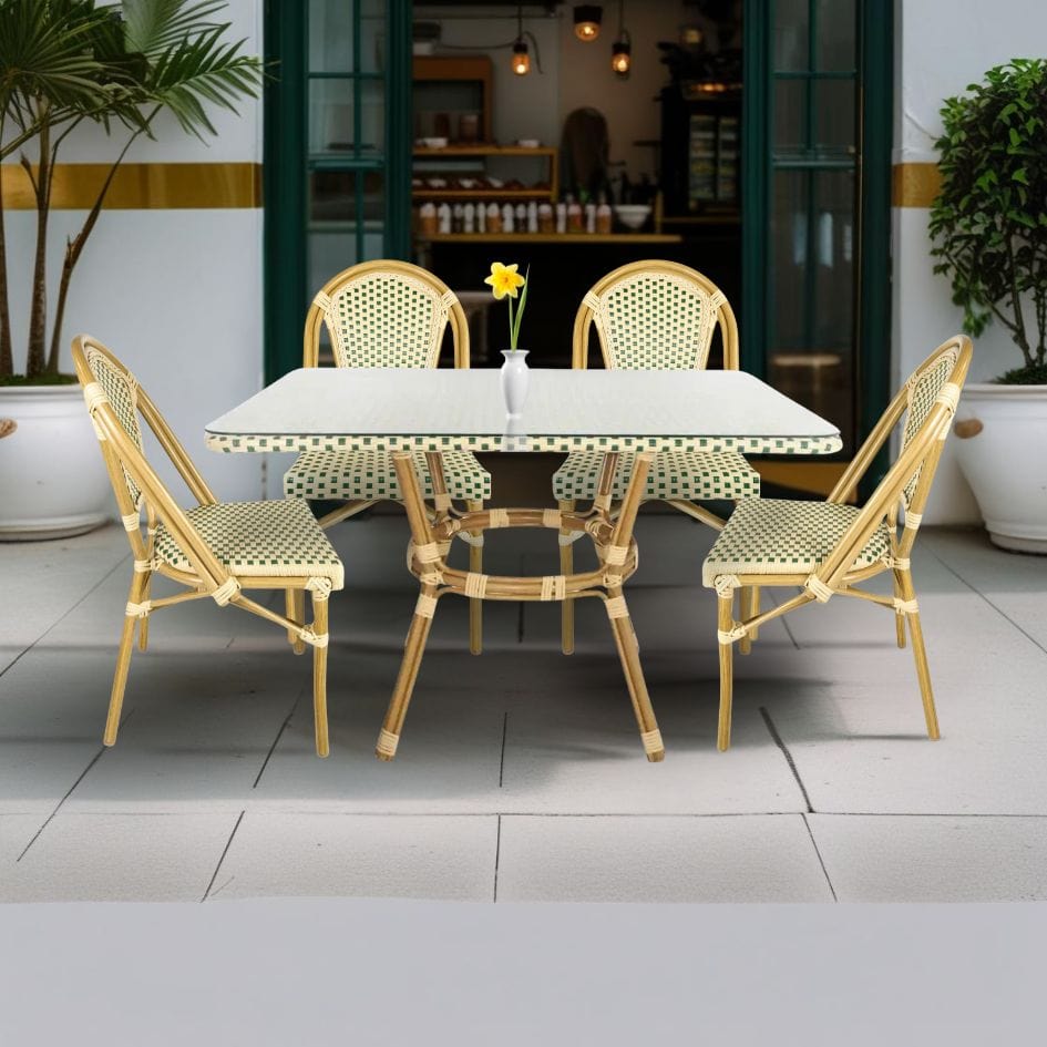 Toulouse Beige and Green French Bistro Set Includes 48