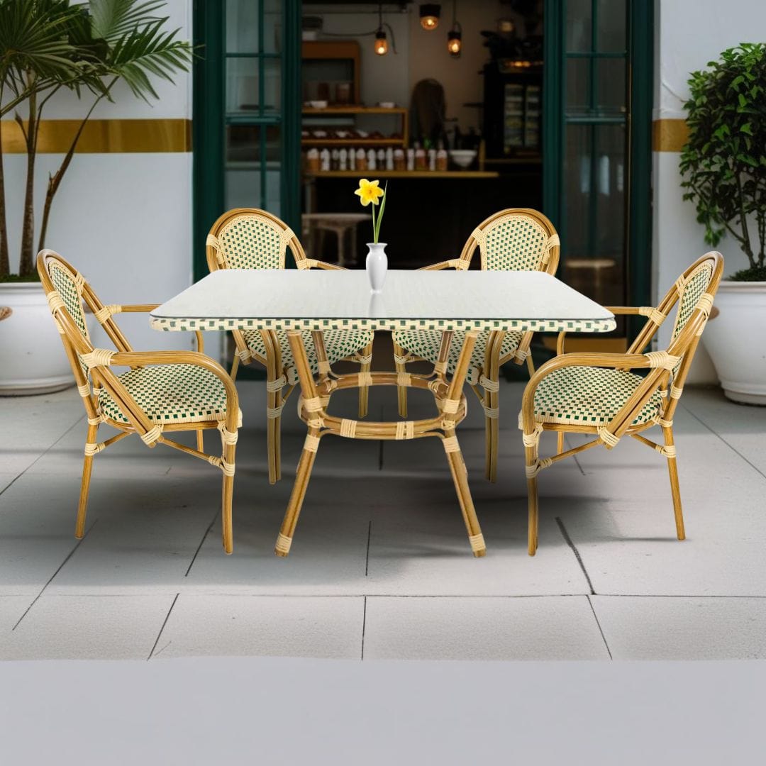 Toulouse Beige and Green French Bistro Set includes 48