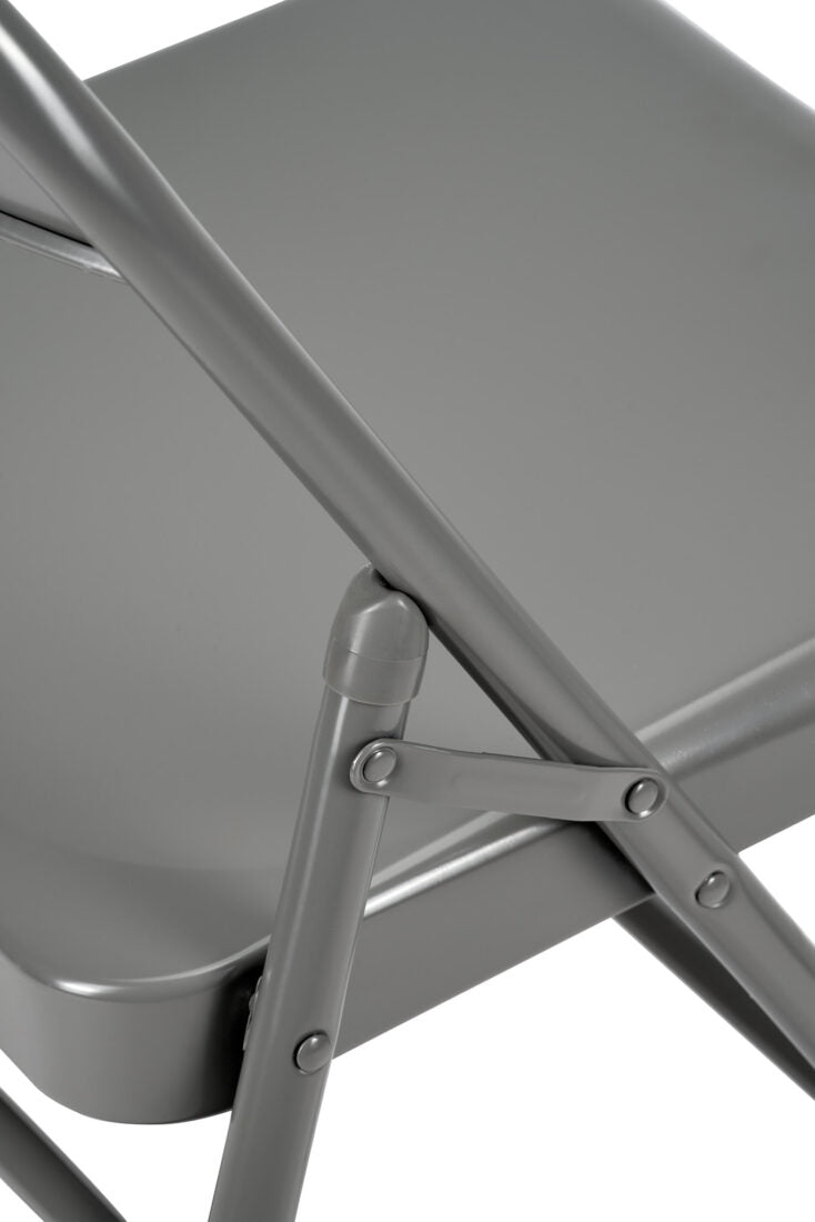 Grey Metal Folding Chair By Chivari CFMGR-CX-T Detail Shot