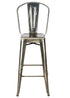 GunMetal Hi Gloss Steelix Tolix Style Metal Barstool with Back BTBMGU-AX-T