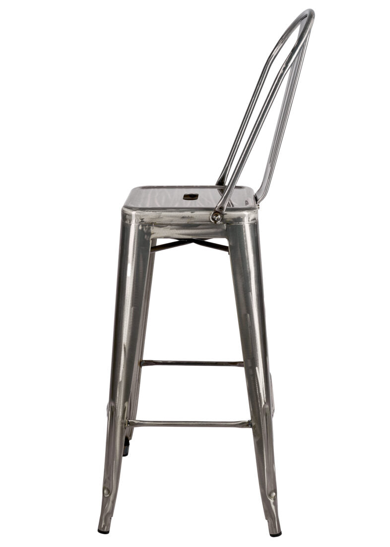 GunMetal Hi Gloss Steelix Tolix Style Metal Barstool with Back BTBMGU-AX-T